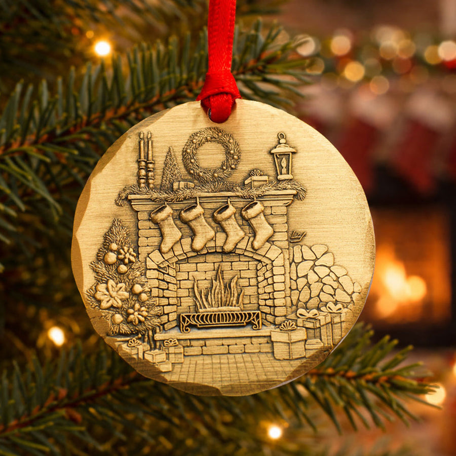 Styled display featuring 2026 Annual Ornament- Cozy Christmas Hearth