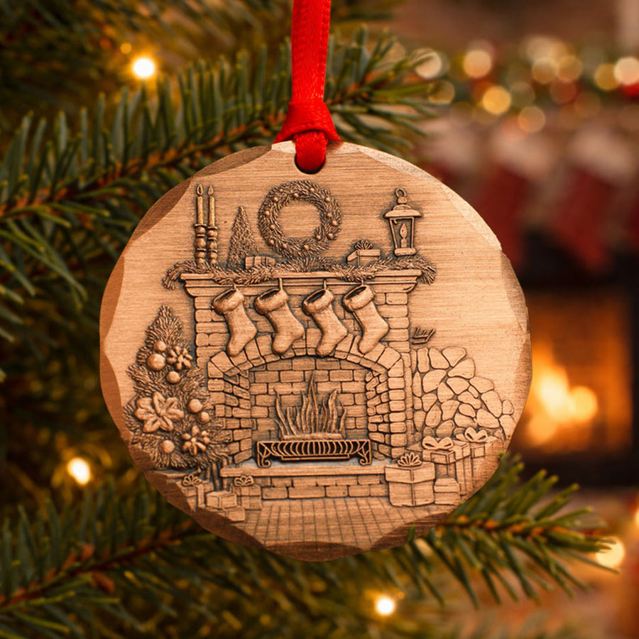 Styled display featuring 2026 Annual Ornament- Cozy Christmas Hearth