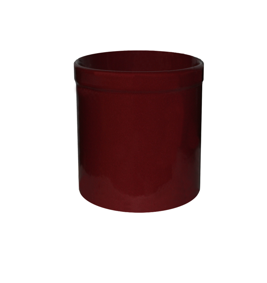 Burgundy stoneware utility crock - 2 quart tall
