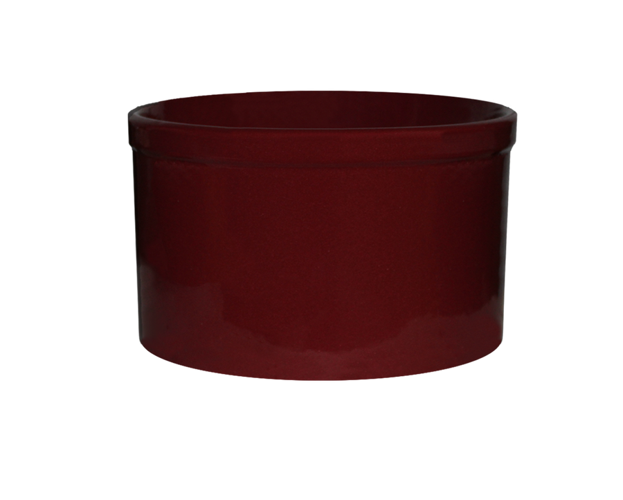 Burgundy stoneware utility crock - 2 quart low profile
