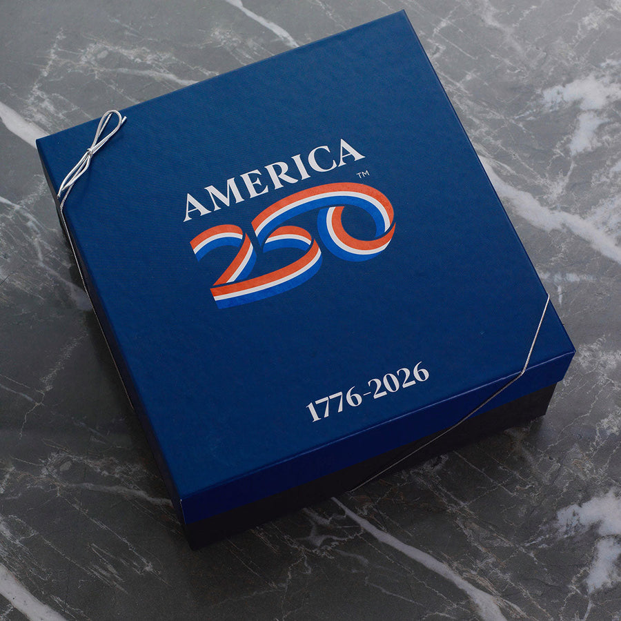 Gift packaging display for America250 2-Piece Wine Glass Gift Set