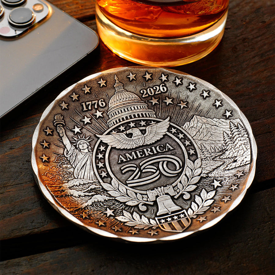 Styled display featuring America250 Sea to Shining Sea 4-piece Coaster Set