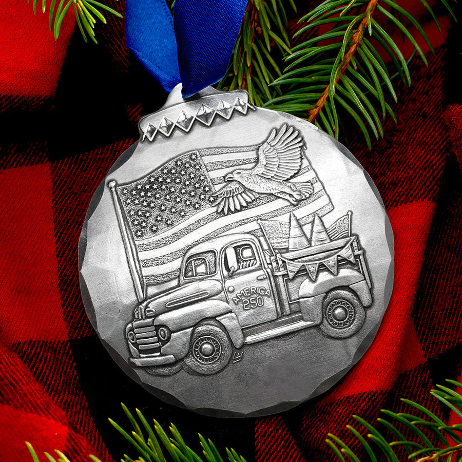 Styled display featuring Spirit of America250 Ornament