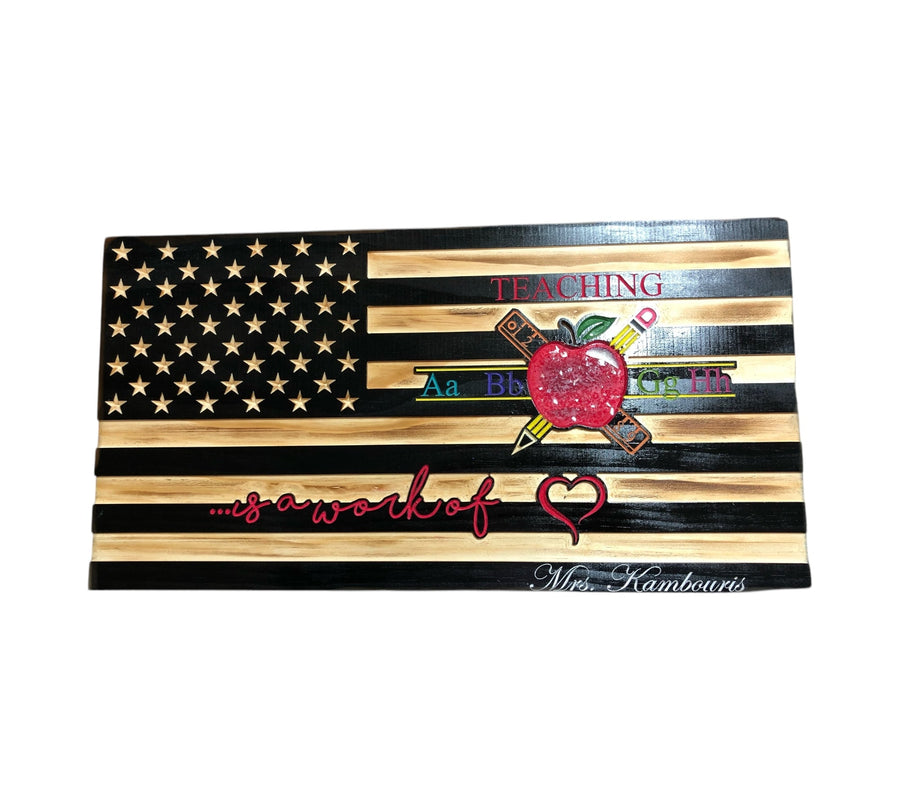 Personalized Teacher Appreciation Wooden Flag — product photo 3