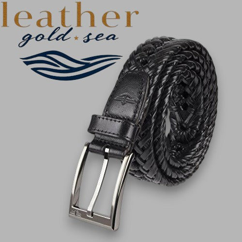 Braided Mens Belt – Black Leather | Custom Belts