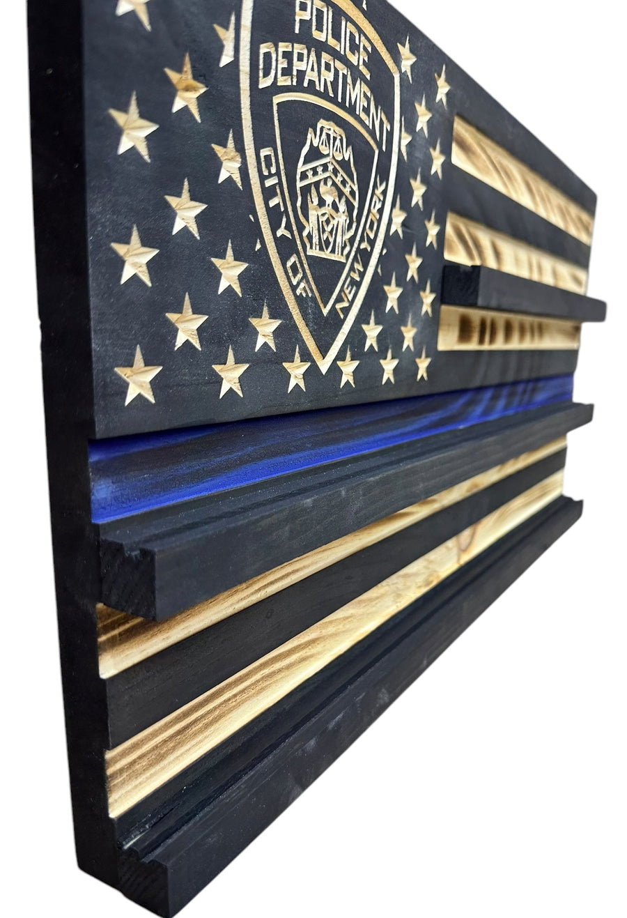 Personalized Wooden American Flag Challenge Coin Display