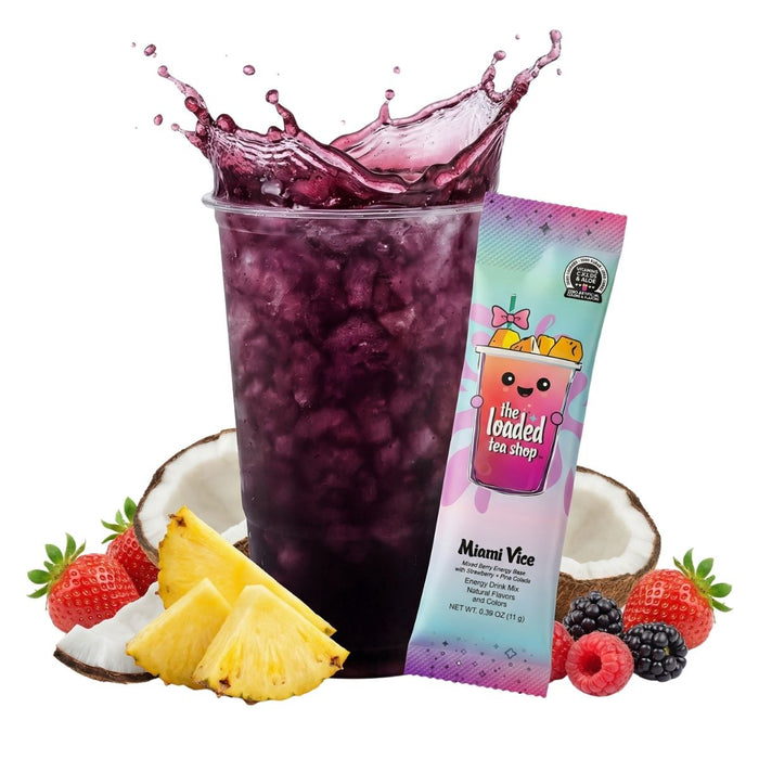 Miami Vice loaded tea mix in strawberry and piña colada flavor