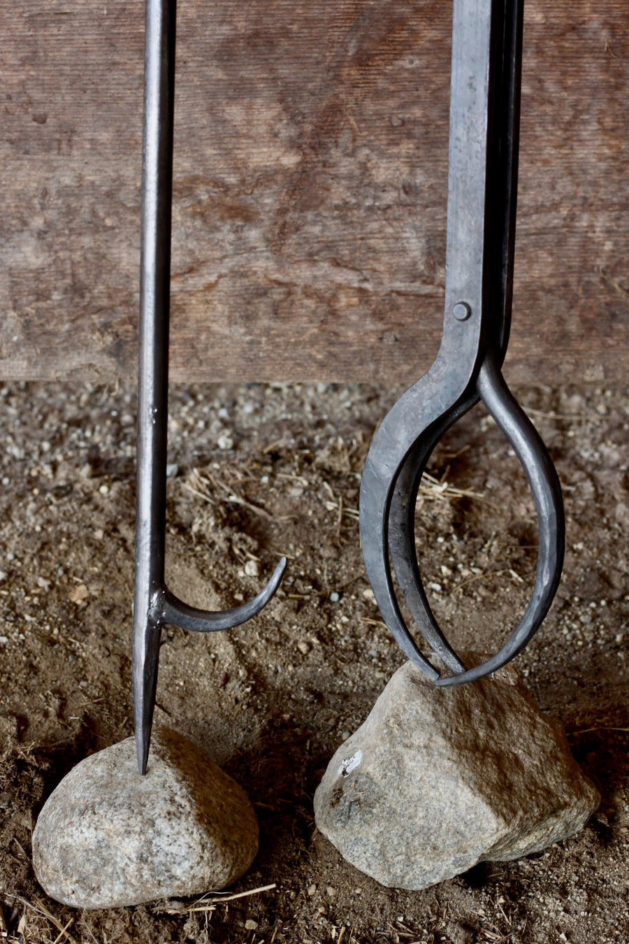 Matching fire poker and log grabber, additional display