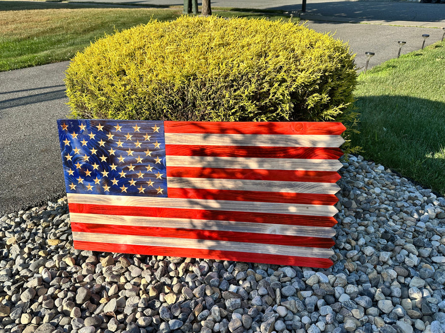 Personalized Wooden American Picket Fence Flag with Ground Stakes — product photo 6