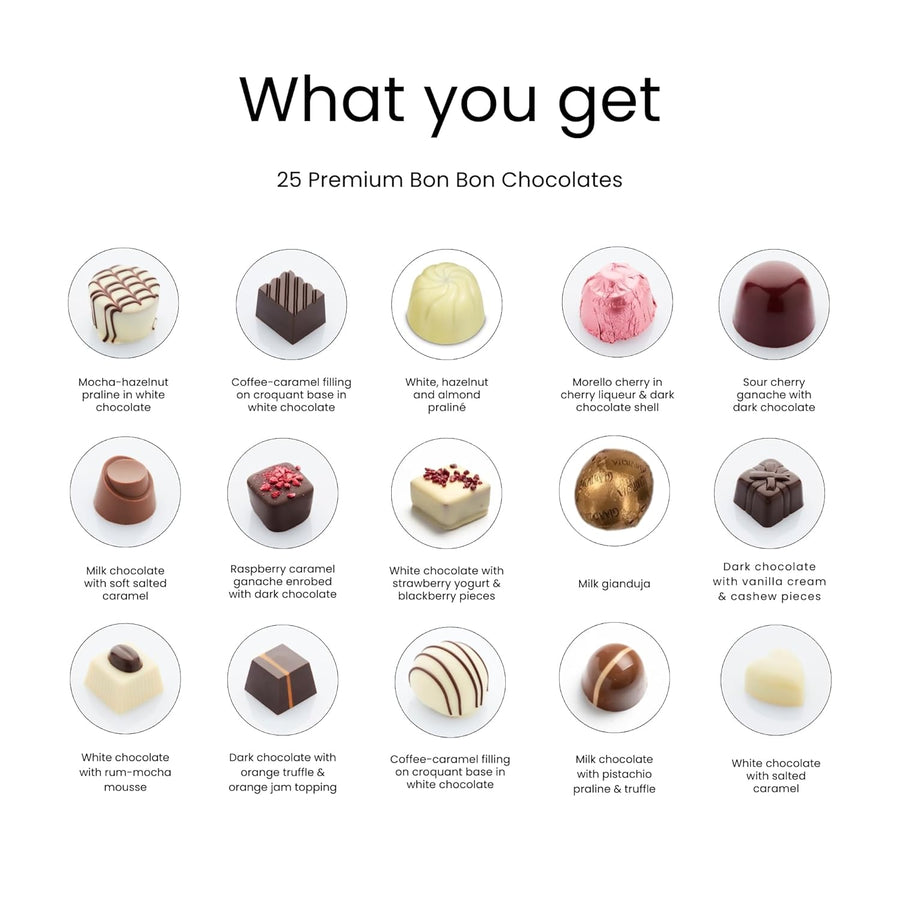 Premium Bon Bon Chocolate Collection, 25 pc