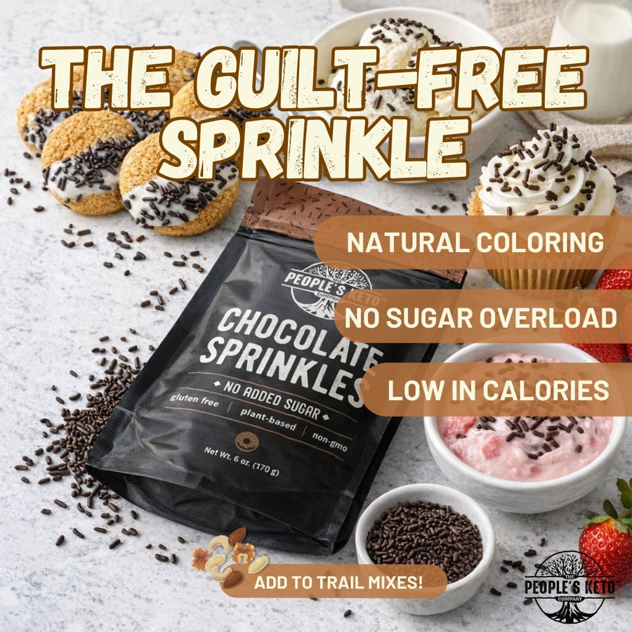 Chocolate Keto Sprinkles: sprinkles with decorated dessert ideas.
