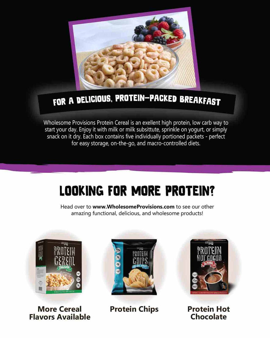 Mixed Berry Protein Cereal: back of cereal box.