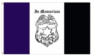 American-made Police Mourning Flag with sewn blue line for fallen officer memorial display