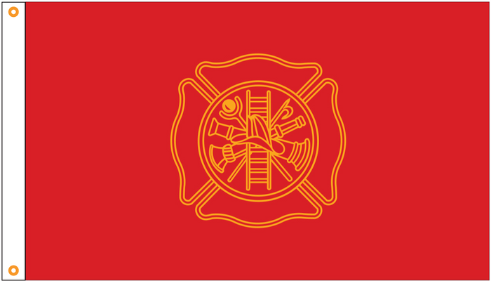 3' x 5' red and gold firefighter outdoor flag made in USA