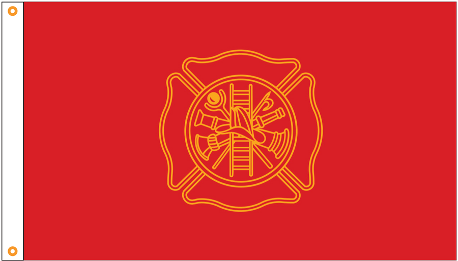 3' x 5' red and gold firefighter outdoor flag made in USA