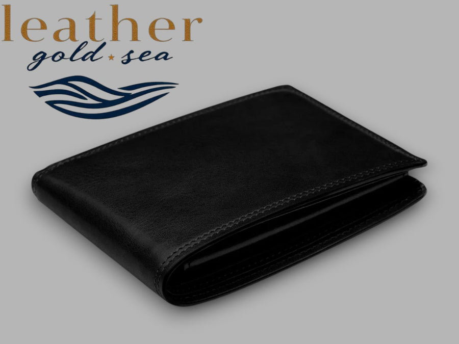 Handmade Black Leather Bifold Wallets for Men
