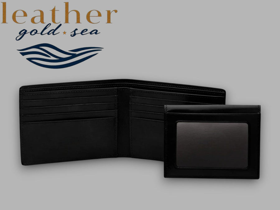 Handmade Black Leather Bifold Wallets for Men