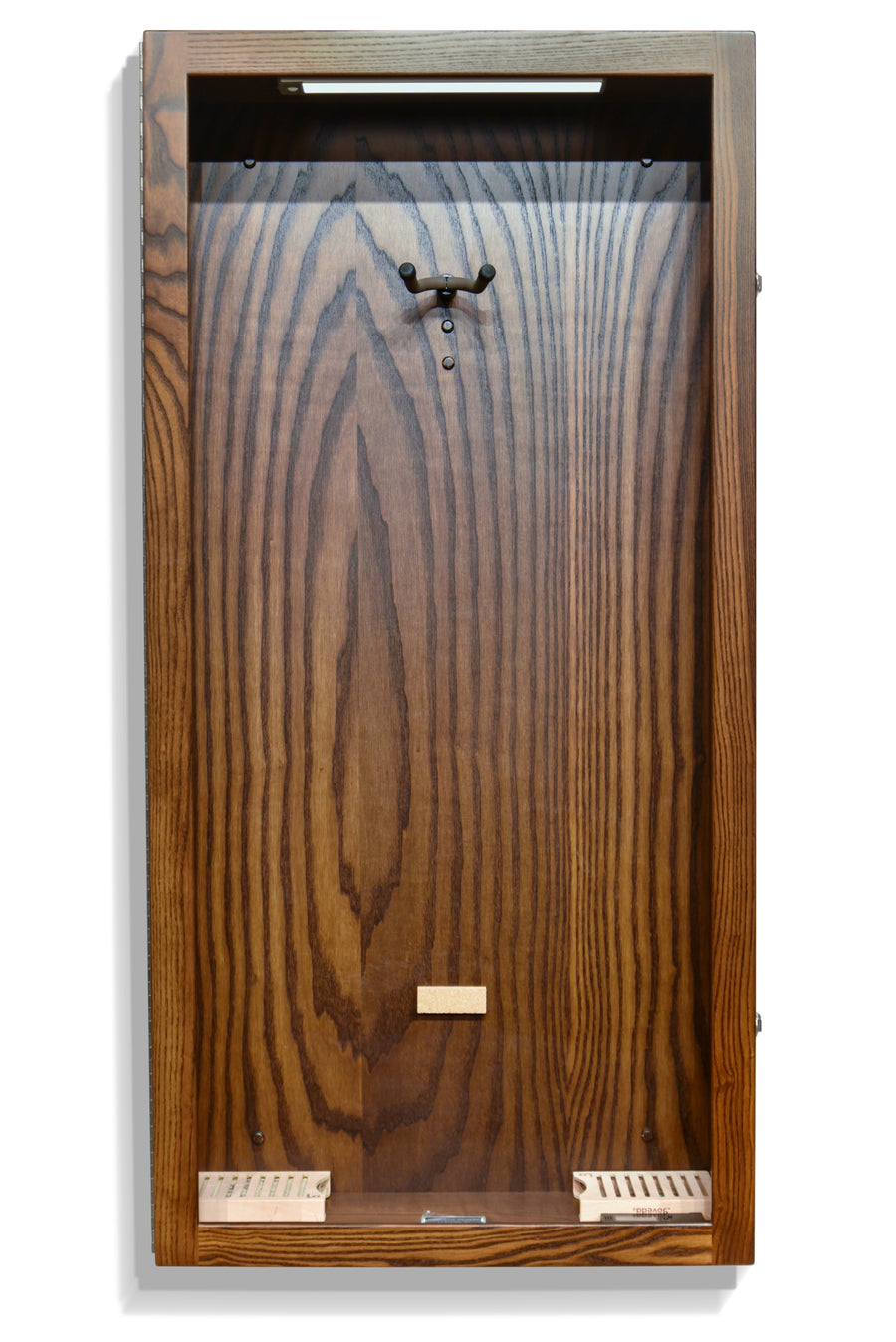 Rich Tobacco ash guitar display humidor, empty front view