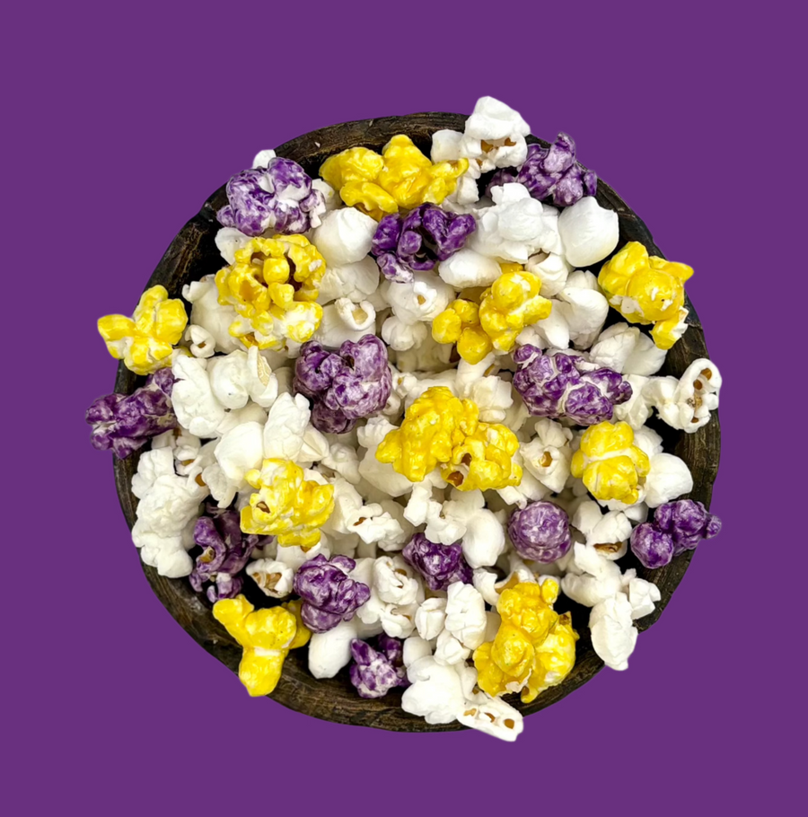 Purple & Yellow Team Color Sweet & Salty Popcorn — gourmet popcorn product image