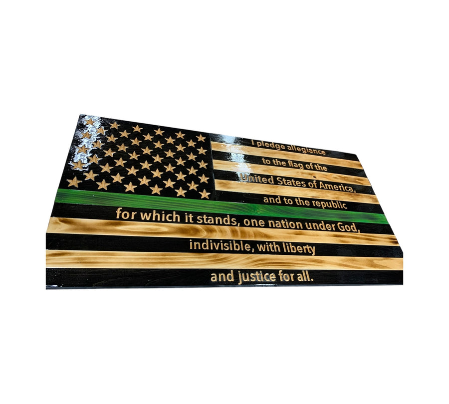 Wooden American Flag with Engraved Pledge of Allegiance — product photo 4
