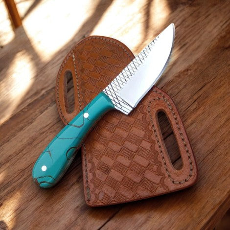 Handmade Ranch Cowboy Knife – 8" with Epoxy Resin Handle