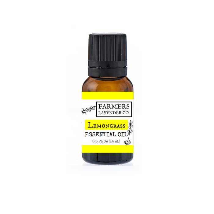 Lemongrass Pure Essential Oil — amber essential-oil bottle with screw cap