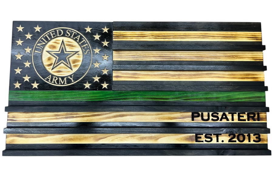 Personalized Wooden American Flag Challenge Coin Display