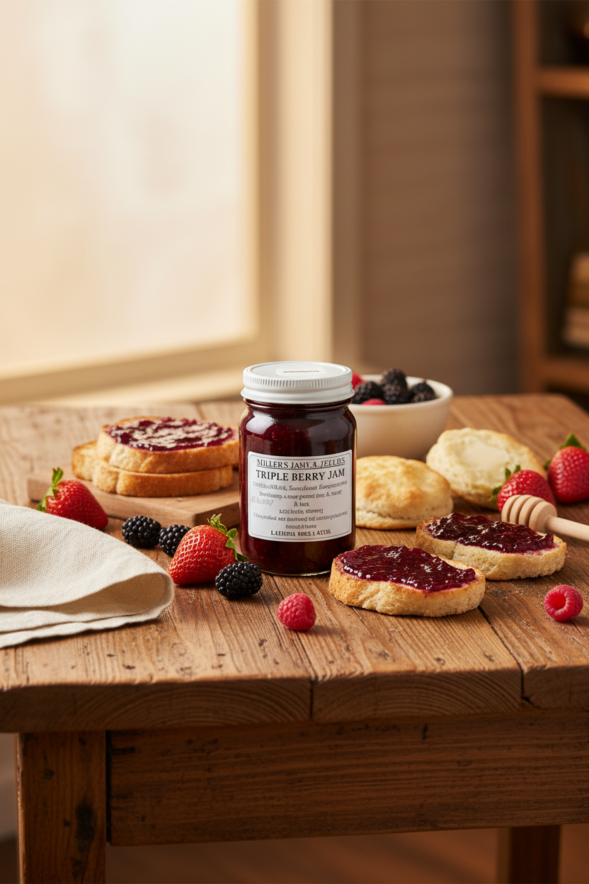 Miller’s Triple Berry Jam | Authentic Local Amish-Made Berry Spread – product listing image 1