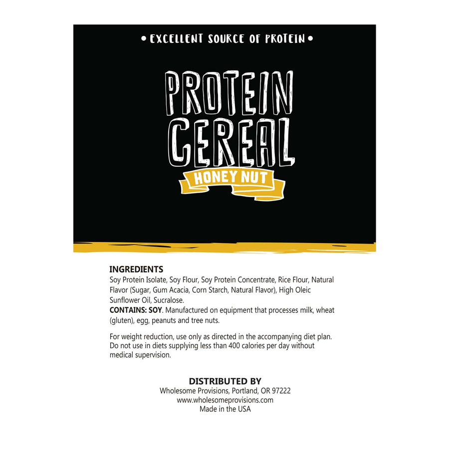 Honey Nut Protein Cereal: ingredient panel and barcode.