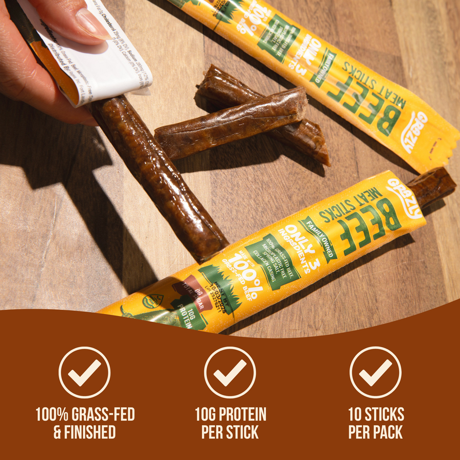 Plain Beef Meat Sticks - 100% Grass-Fed & Finished