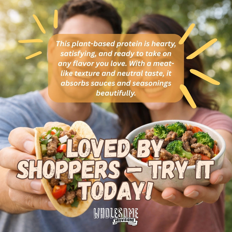 Just Like Beef Vegan Soy Protein: people holding prepared wraps.