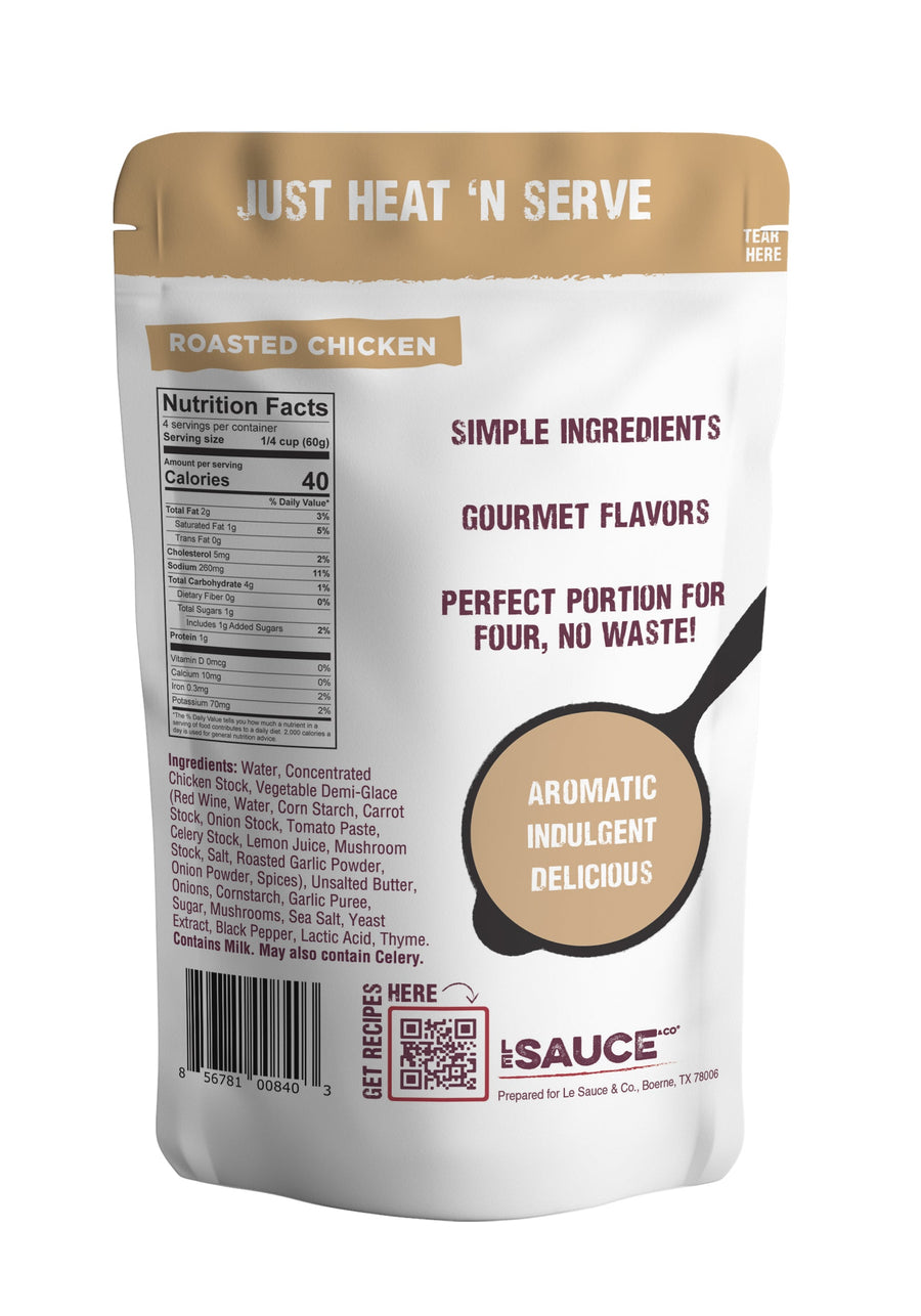 Roasted Chicken Gourmet Gravy — back of product packaging