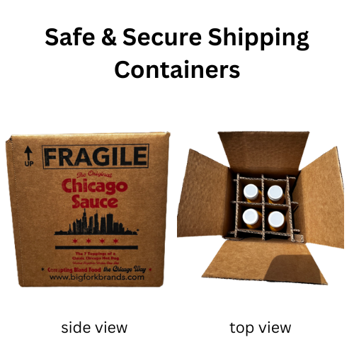 Protective four-bottle cardboard shipping box shown from the side and above