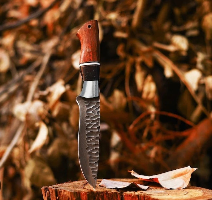 Best Knives for Hunting – 10" J2 Hand-Forged Steel Blade with Rosewood Handle & Leather Sheath