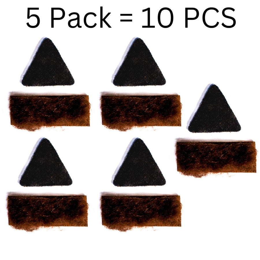 Universal Calf Hair Arrow Rest & Leather Strike Plate Set — five-set arrow-rest and strike-plate layout