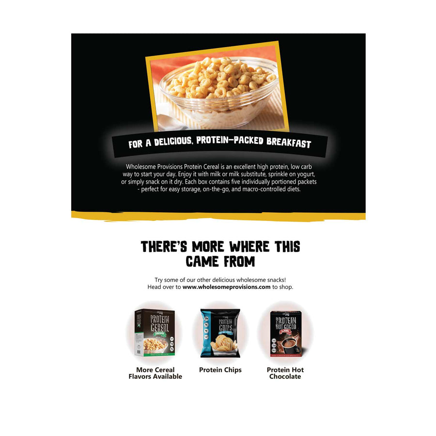 Honey Nut Protein Cereal: back of cereal box.