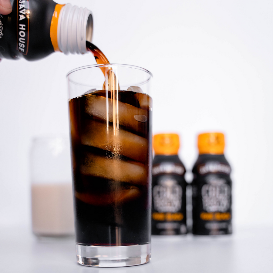 Pure Black cold brew poured into a tall glass