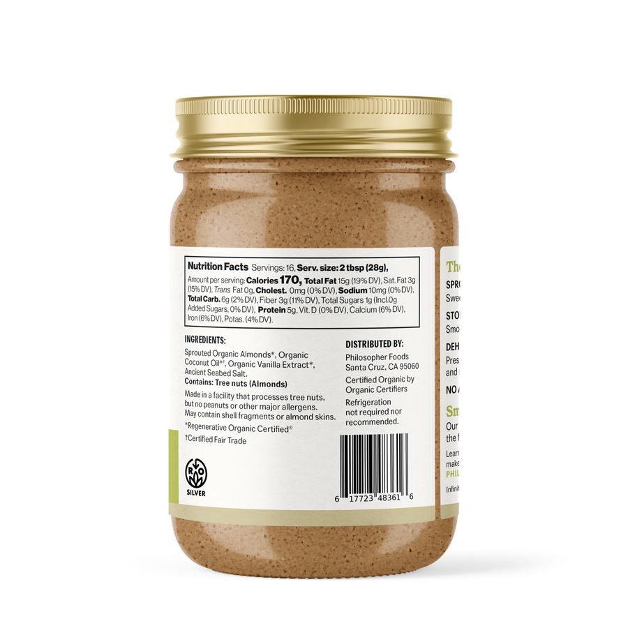 Product photo for Creamy Alchemy Sprouted Almond Butter with Vanilla