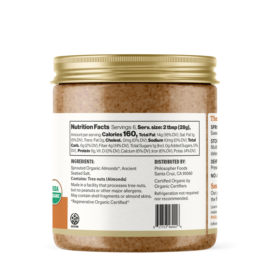 Product photo for Naked Crunchy Sprouted Almond Butter – Almond & Salt