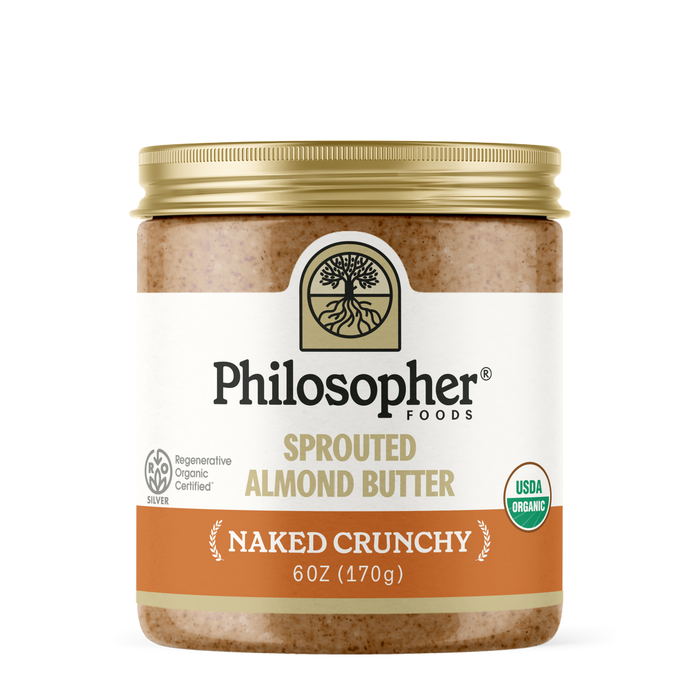 Product packaging for Naked Crunchy Sprouted Almond Butter – Almond & Salt