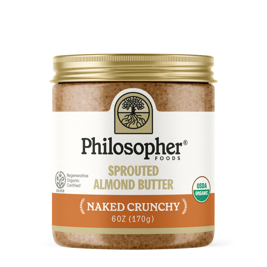 Product packaging for Naked Crunchy Sprouted Almond Butter – Almond & Salt