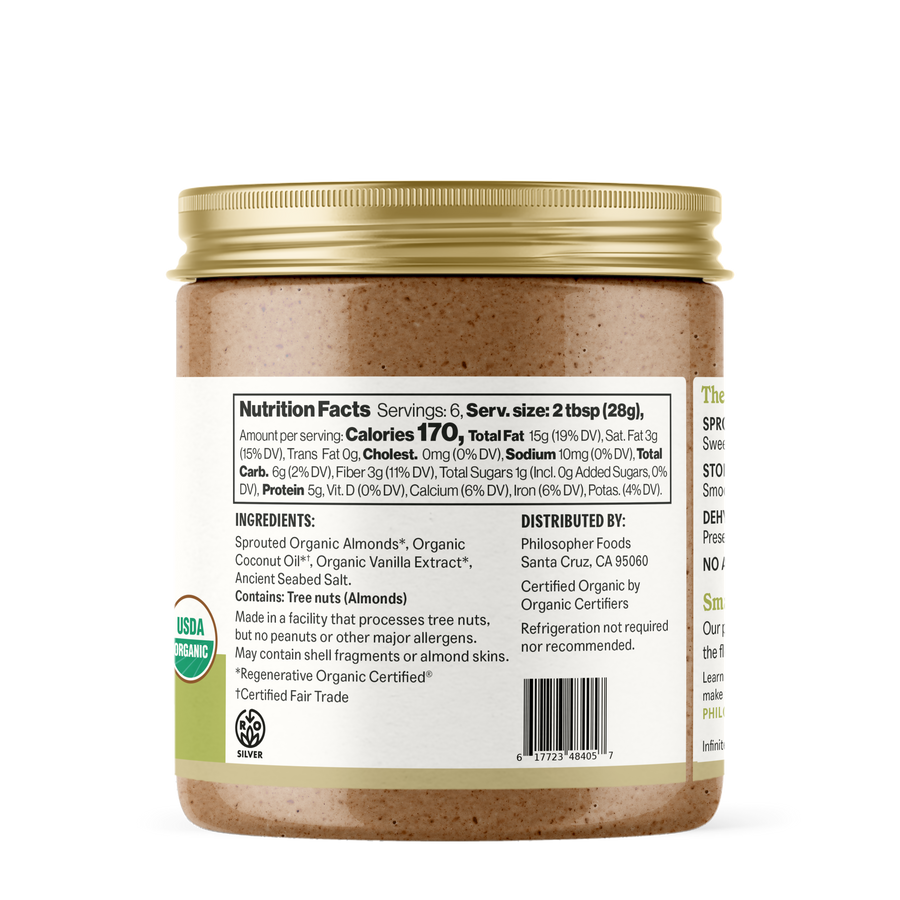 Product photo for Creamy Alchemy Sprouted Almond Butter with Vanilla