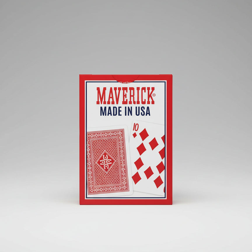 Red Maverick tuck showing its card-back illustration