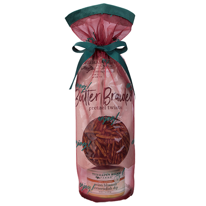 Holiday Grab and Go Giftset with Onion Blossom Horseradish Dip and Butter Braided Pretzels - product image