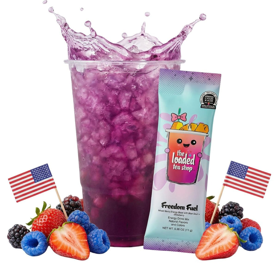 Freedom Fuel loaded tea mix in sour blue and strawberry flavor