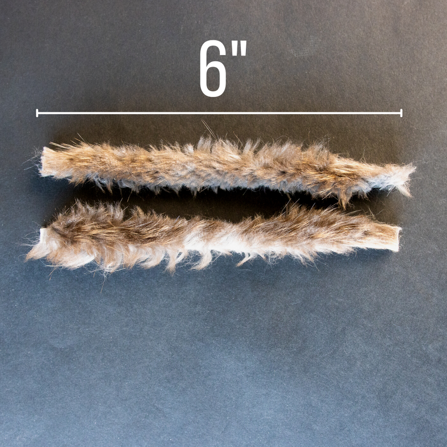 Beaver Fur Bowstring Silencers — pair of strips with six-inch reference