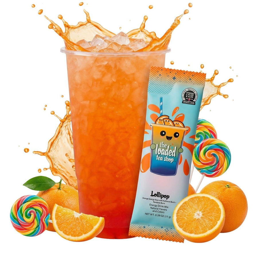 Lollipop loaded tea mix in rainbow candy flavor