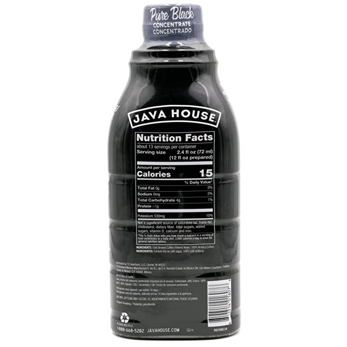 Concentrate bottle back with nutrition facts