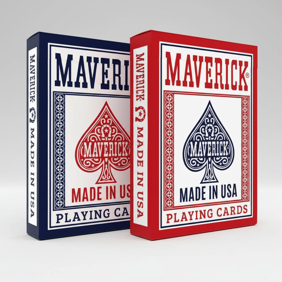 Red and blue Maverick Standard tuck boxes