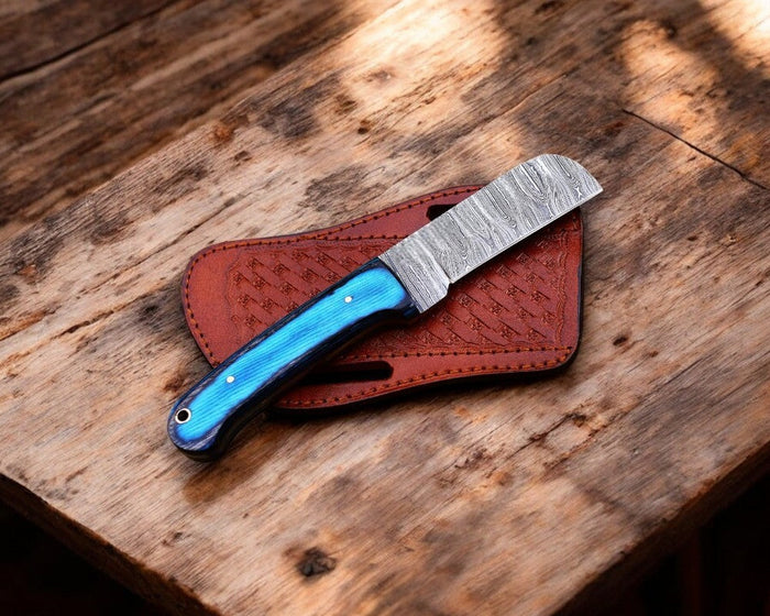 Custom Handmade Bull Cutter Knife – Damascus Steel, 8.5”